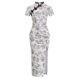 Ципао, длинный ретро приталенный сексуальный корсет, платье, коллекция 2023, с акцентом на бедрах