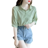Летняя шифоновая рубашка, модная футболка, коллекция 2023, городской стиль, в западном стиле, короткий рукав