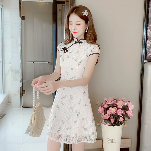 Ципао, летнее короткое приталенное платье, подходит для подростков, 150см, по фигуре