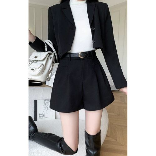 Шерстяной костюм, демисезонные шорты, штаны для отдыха, универсальные сапоги, высокая талия, оверсайз, по фигуре, А-силуэт, свободный крой