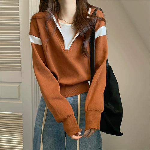 Комплект с капюшоном, трикотажный свитер, осенняя дизайнерская толстовка, оверсайз, тренд сезона