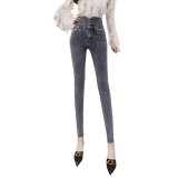 Демисезонные джинсы, штаны, леггинсы, приталенный утягивающий пояс на талию, корсет, высокая талия, коллекция 2022, в обтяжку