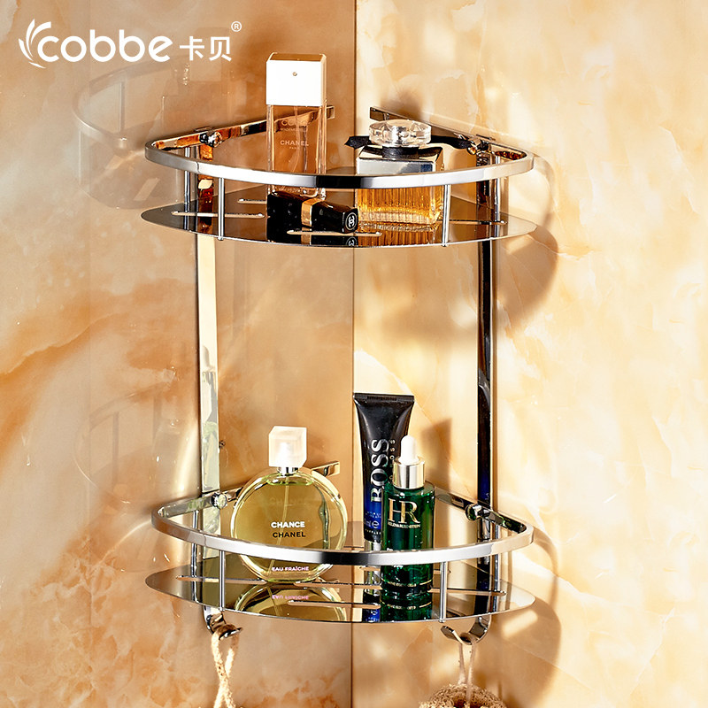 Cabbé Bathroom Stainless Steel Double tripod Makeup Room Corner Rack Corner Basket Bathroom Toilet Bathroom shelve