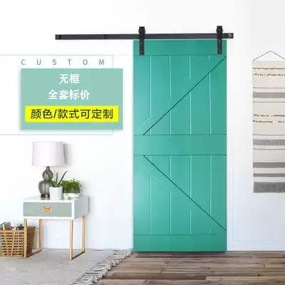 American paint blackboard door with lock Nordic kitchen powder room hanging wheel mirror door custom hardware accessories color carved door