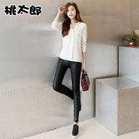 Momotaro mùa thu giả da legging phần mỏng phụ nữ mặc chín điểm quần dài quần dài bó sát kích thước lớn thủy triều quần áo mùa đông nữ hàn quốc