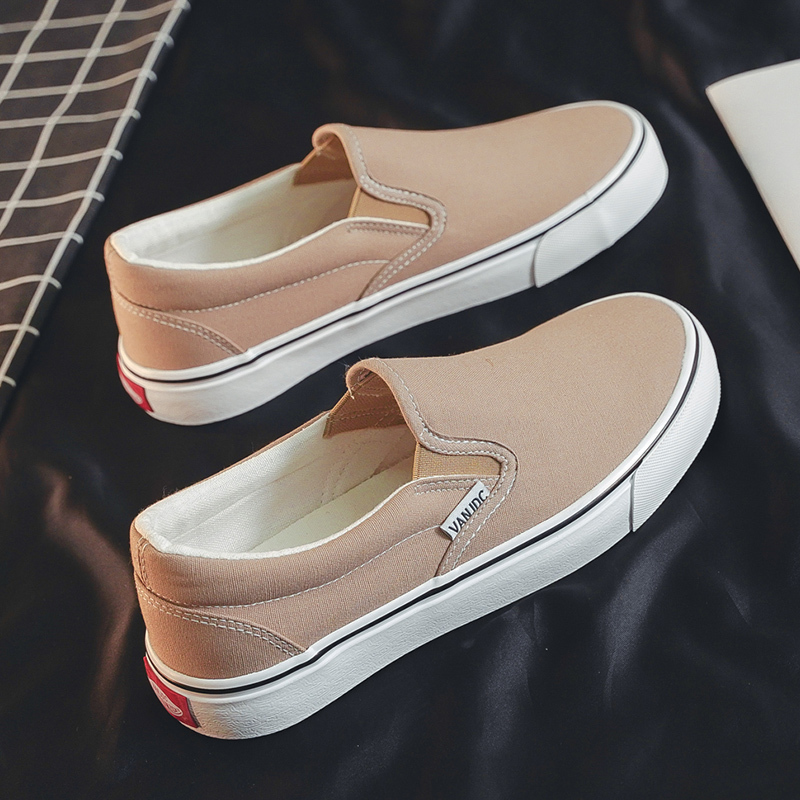 2025 Spring New Canvas Shoes for Women, Slip-On Breathable Lazy Shoes, Niche Original Milk Tea Color Sneakers