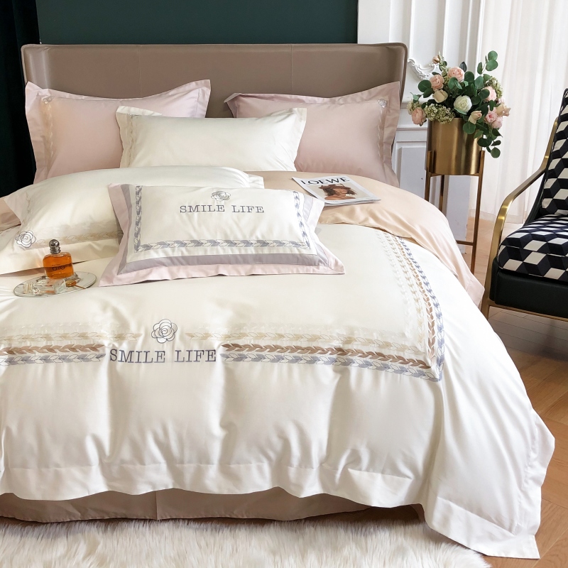 High end light lavish 100 Tribute Satin Jacquard Long Suede Cotton Four Pieces Nude Sleep Quilt Cover 1 8 Full Cotton Sheet Pure Cotton Bed