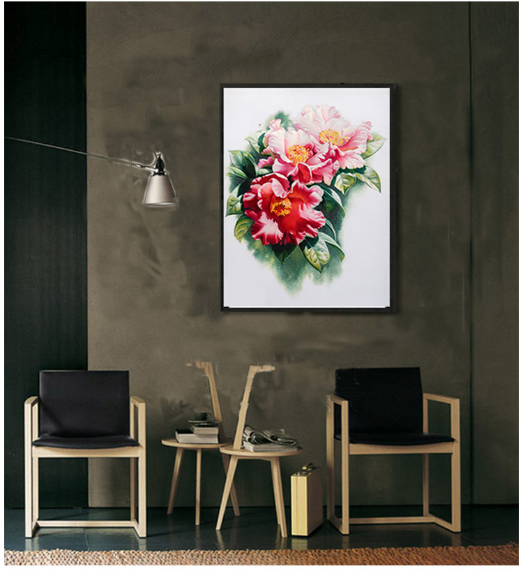 Su thêu thêu kit tự làm người mới bắt đầu làm thủ công sơn trang trí hoa trà 30 * 40CM tranh thêu tay truyền thống