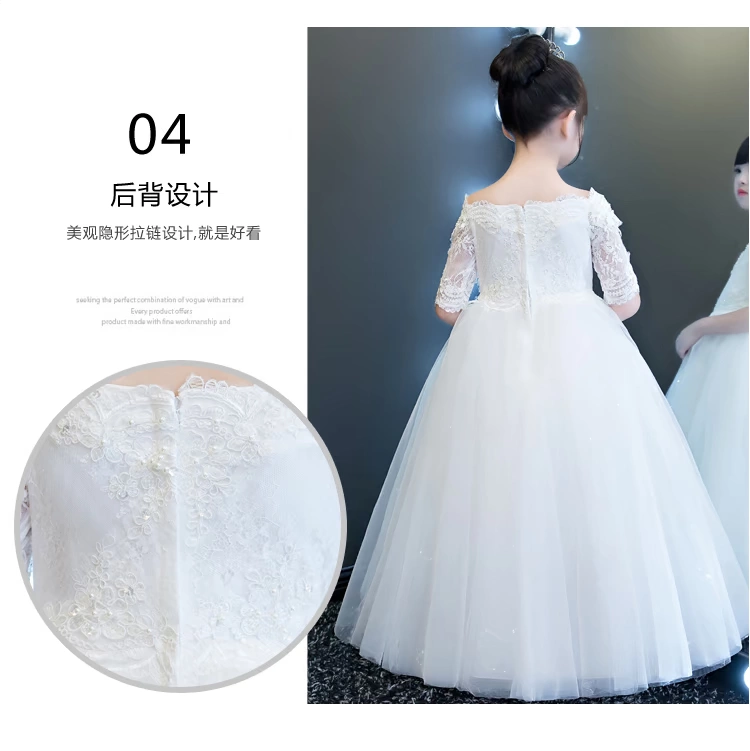 Cô gái đám cưới sợi lông trẻ em từ vai trẻ em váy công chúa váy hoa cô gái trang phục piano đồ vest cho bé trai 1 tuổi