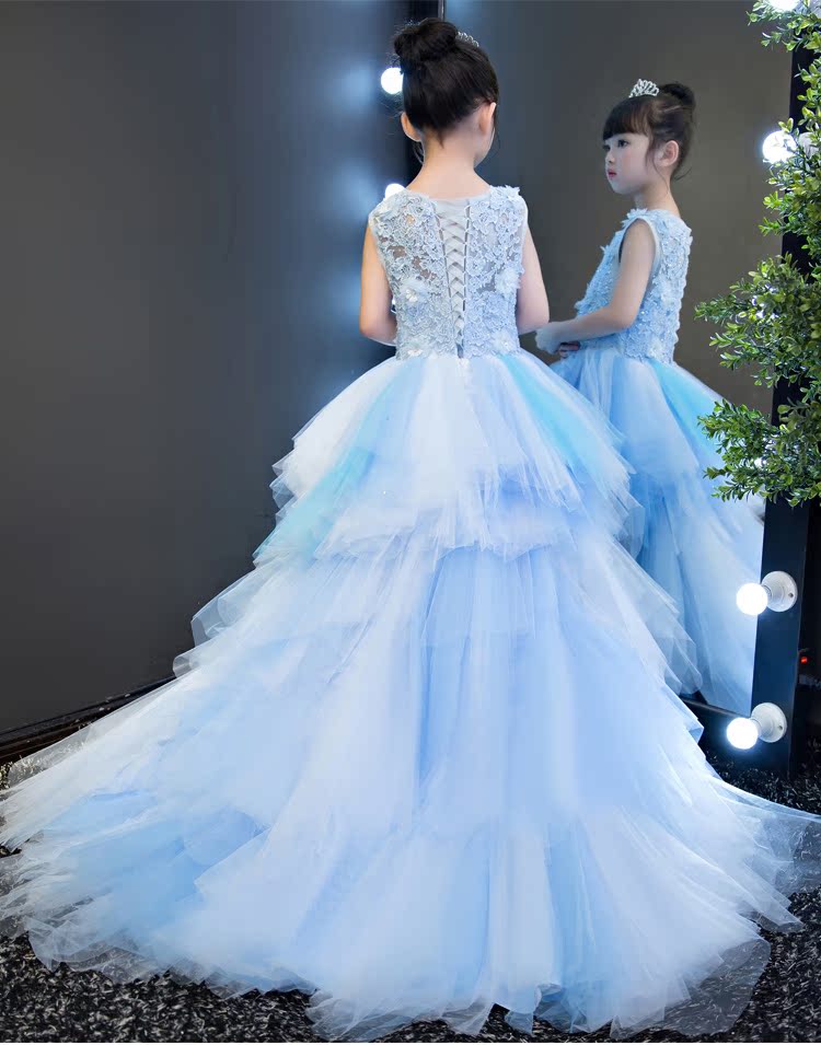 Cô gái đám cưới sáo poncho hoa dài quần áo bé trai