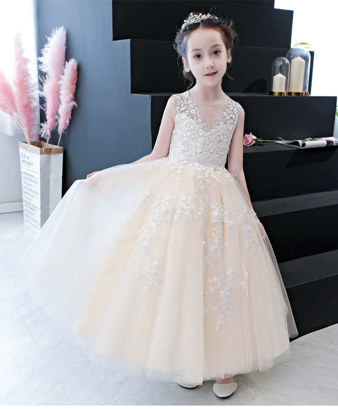 Cô gái chủ nhà nhỏ váy dạ hội công chúa váy dài quý phái hoa cô gái piano trang phục trẻ em trình diễn catwalk đám cưới mùa đông set vest công tử bé trai cao cấp