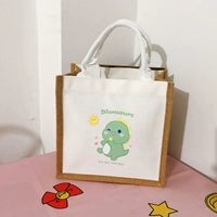 Зеленый динозавр, из хлопка и льна