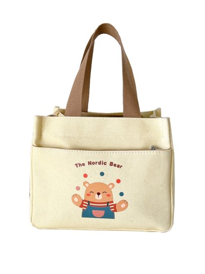 帆布手提包外出简约小巧立体拎包通勤加厚上班便当饭袋帆布袋定制