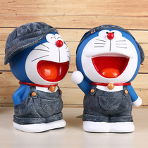  Oversized capacity piggy bank creative cartoon Doraemon machine Jingle cat childrens piggy bank anti-fall bag