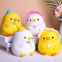  Creative cartoon vitality duck student piggy bank cute decoration coin bank vinyl anti-fall childrens Day Birthday gift