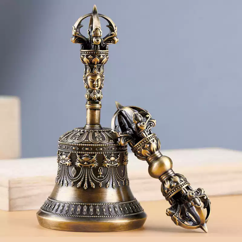 黃銅金剛鈴杵藏密法器密宗五股杵鈴鐺黃銅