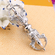Buddhist five-stock vajra S925 sterling silver men and women pendant necklace boutique dharma retro drop magic pestle send certificate