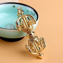 Tibetan Tantric instrument Nine-strand Vajra drop magic pestle handmade pure brass with Buddha beads hanging pendant to carry fine products