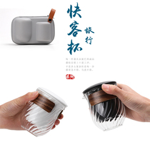 Japan-style Express Guest Cup Anti-Burn Ceramic One Pot two glass Portable Travel Gongfu Tea kit Brief customizing