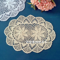 Handmade Crochet Hook Flower Spiral Flower Dining Mat Cotton Thread Weaving Lace Field Garden Shooting Props Oval decoration 30 * 42