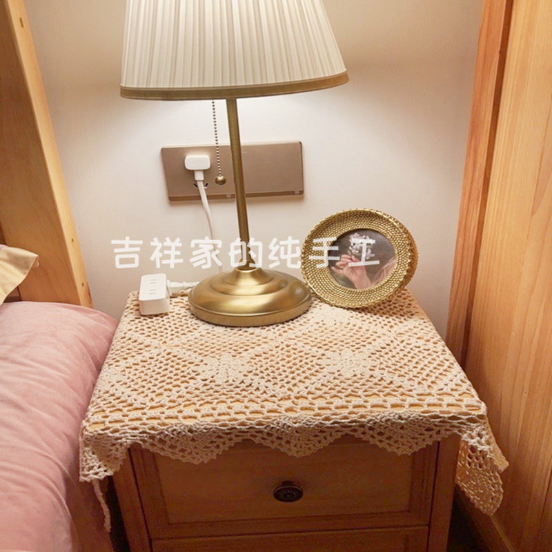 Hand Crochet Crochet Hook Flower Table Cloth Dinner Plate Cushion Cumin Hollow Pure Cotton Multipurpose Cover Cloth Sofa Towels Beige White