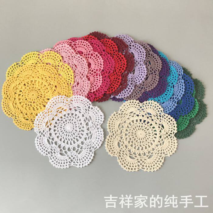 Mascot Foreign Trade Handmade Crochet Pan Cushion Dining Cushion Pure Cotton Vase Cushion Decoration Cushion 20cm Round 12 Color Christmas White