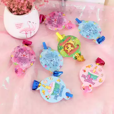 Birthday party decoration decoration supplies Blowing dragon whistle cartoon horn toy Children blowing roll Birthday gift
