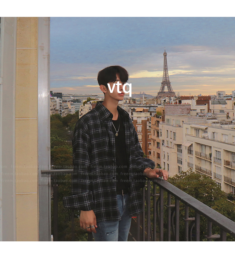 Mùa xuân phiên bản Hàn Quốc mới của máy kẻ sọc trái tim kẻ sọc thiết kế áo kẻ sọc nam triều Hồng phong cách giản dị áo dài tay C39 - Áo áo sọc caro