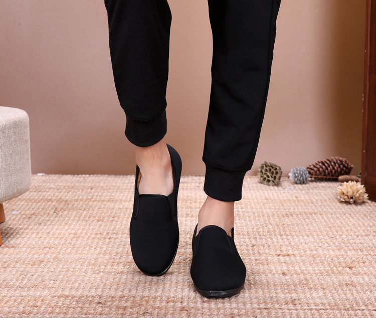 Giày Bắc Kinh cổ nam trượt cộng với nhung cotton ấm áp thông thường Giày thấp để giúp làm việc giày vải đen mùa đông cotton nam giầy thể thao nam