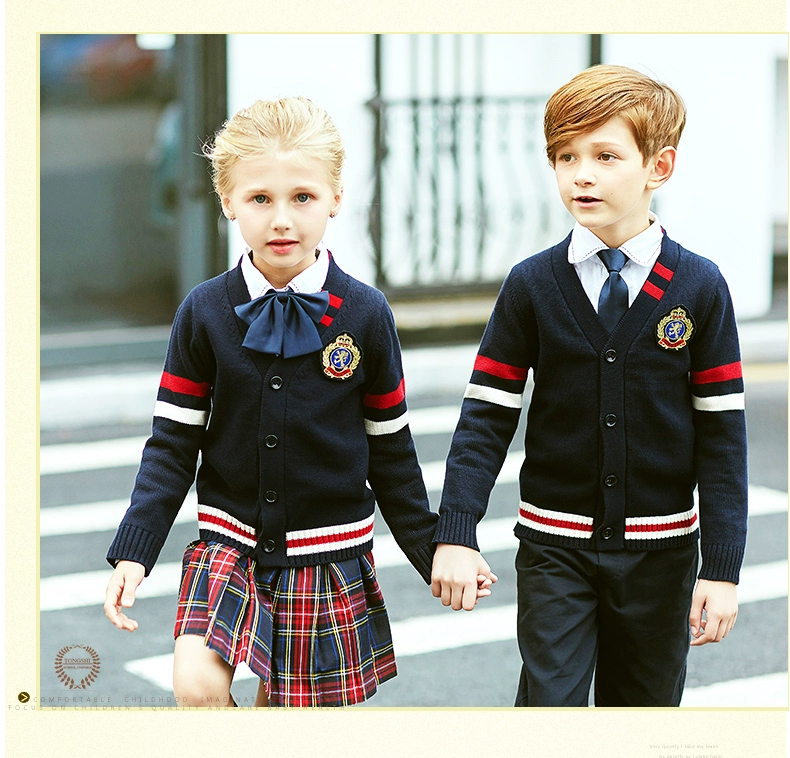 Quần áo sân vườn mẫu giáo 2018 mới đồng phục tiểu học và trung học mùa thu đông phù hợp với phong cách Anh phục vụ lớp tùy chỉnh
