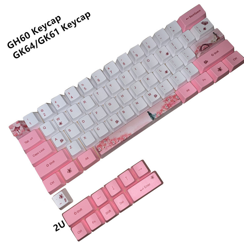 Sakura Pbt Dye-Sublimation Keycaps Oem Compatible: Gh60 Gk61 Gk64 Annie Rk61 Customized 60