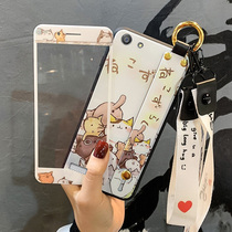 oppoa33 mobile phone case silicone women a33m personality full screen tempered film 0pp0 wristband a33 protective cover with lanyard cute cartoon soft shell all-inclusive anti-drop male Tide brand new net red creative