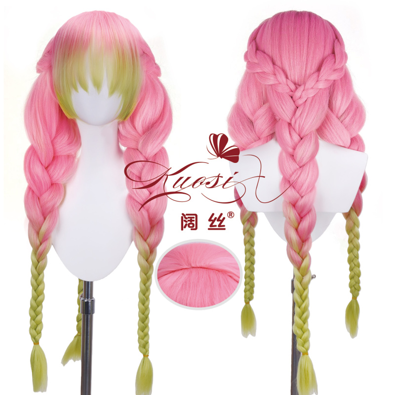 Kuromi Demon Slayer Kanroji Mitsuri Dyed Gradient Thick Braided Cosplay Anime Wig in Stock Kuromi Demon Slayer Kanroji Mitsuri Dyed Gradient Thick Braided Cosplay Anime Wig in Stock