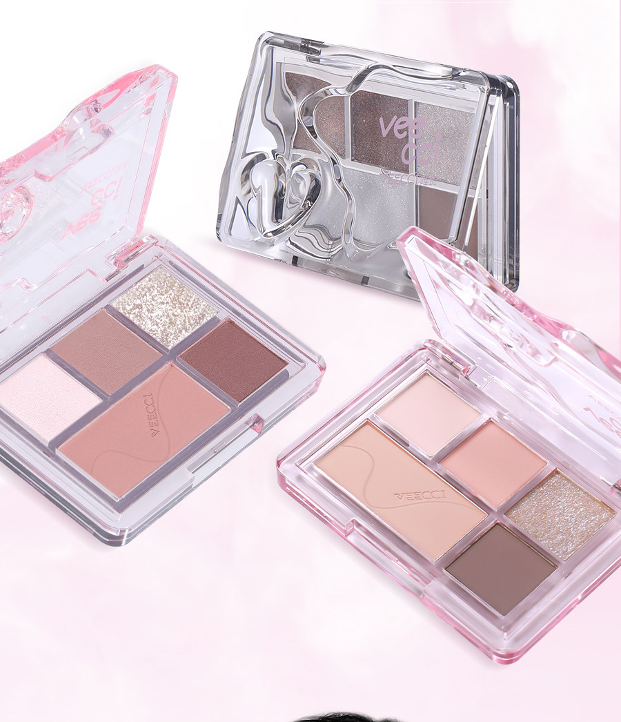 Тени для век veecci唯资眼影盘唯姿五色腮红修容哑光珠光闪片紫色绿色粉大地色