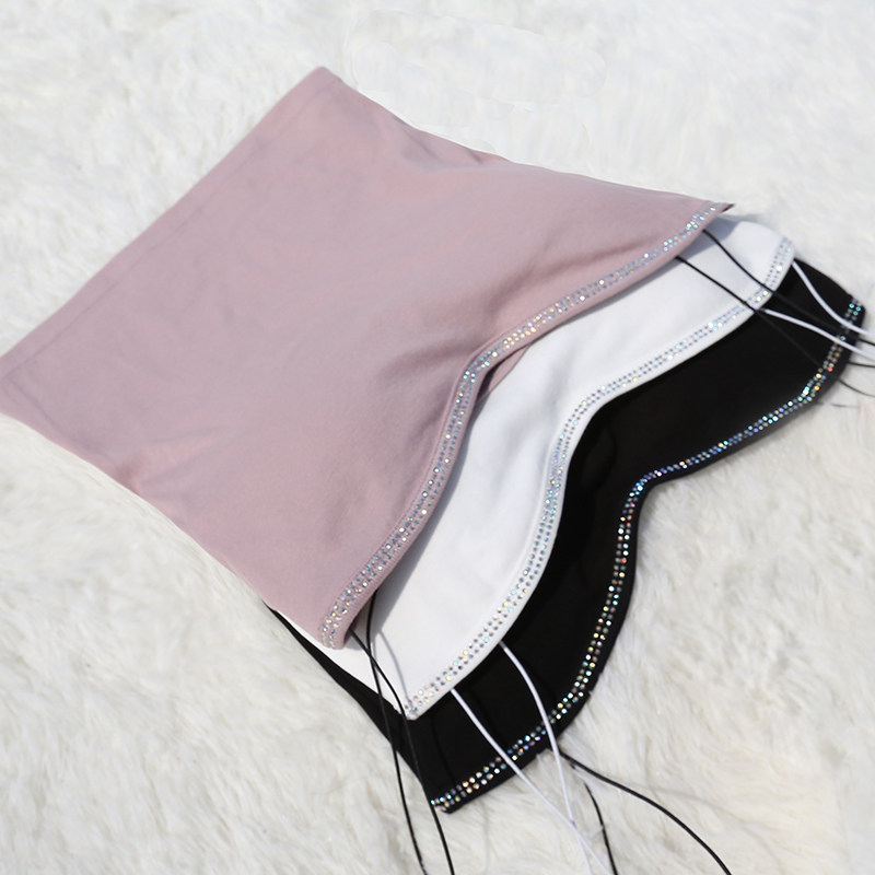 Harness Vest Woman Pure Cotton Exterior Wearing Korean version Sexy Nets Long version Summer with chest cushion with colorful diamond Beauty back Breasted Underwear