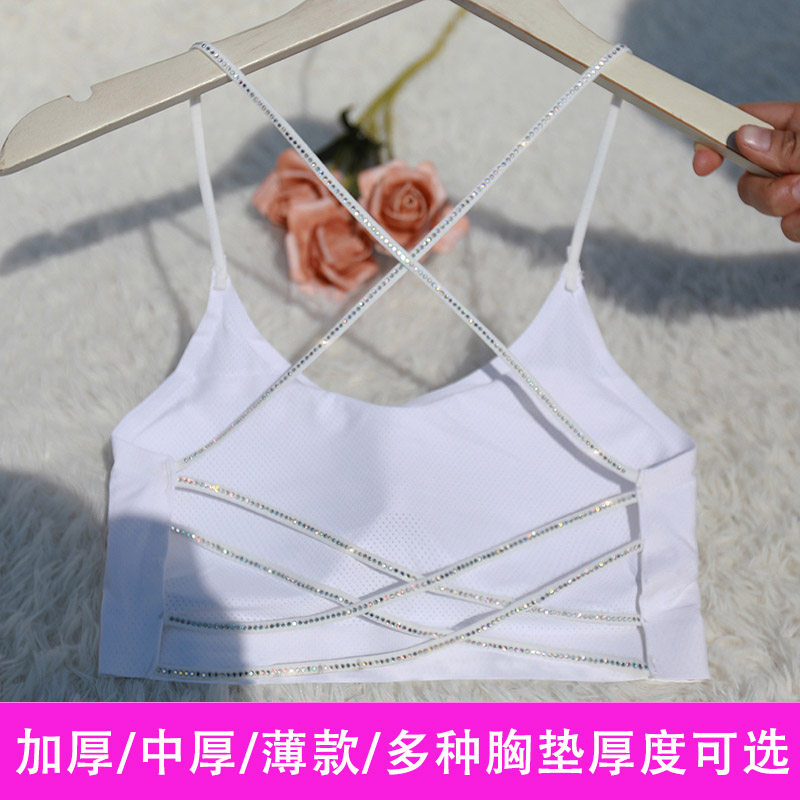 Beauty back wrap Chest Harness Vest Nets Red Ins Tide Beat Bottom With Chest Cushion Ice Silk Sexy Dew Back Smear Sled Underwear Woman