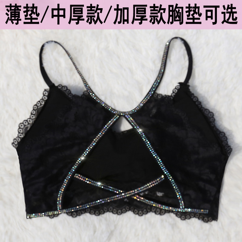 Lace Harness Small Vest Sexy Smear bottom net Red burst Wrapped Chest with chest cushion Bright Drill Mermaid Underwear