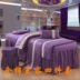Đồng bằng màu sắc đẹp massage giường bốn bộ bông tấm spa dầu gội đầu giường bốn bộ thẩm mỹ viện trải giường bông khăn trải giường spa cao cấp Trang bị tấm