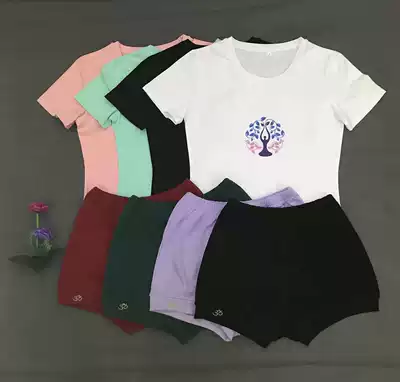 Iyengar yoga suit short-sleeved shorts summer men's and women's thin sweat-absorbing breathable pure cotton high elasticity 