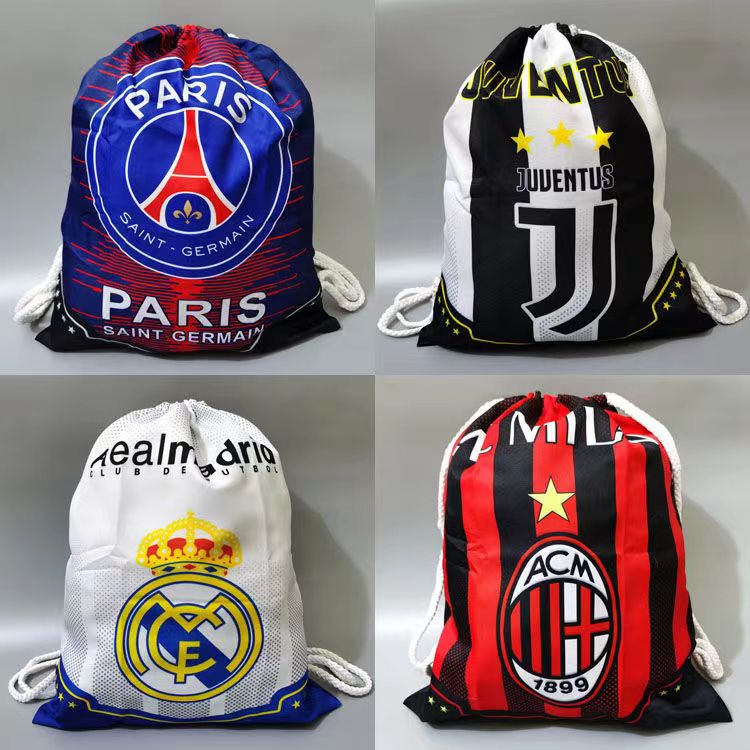 Paris AC Milan Juventus Messi Real Madrid Liverpool Chelsea C Ronaldo football team bag backpack storage shoe bag