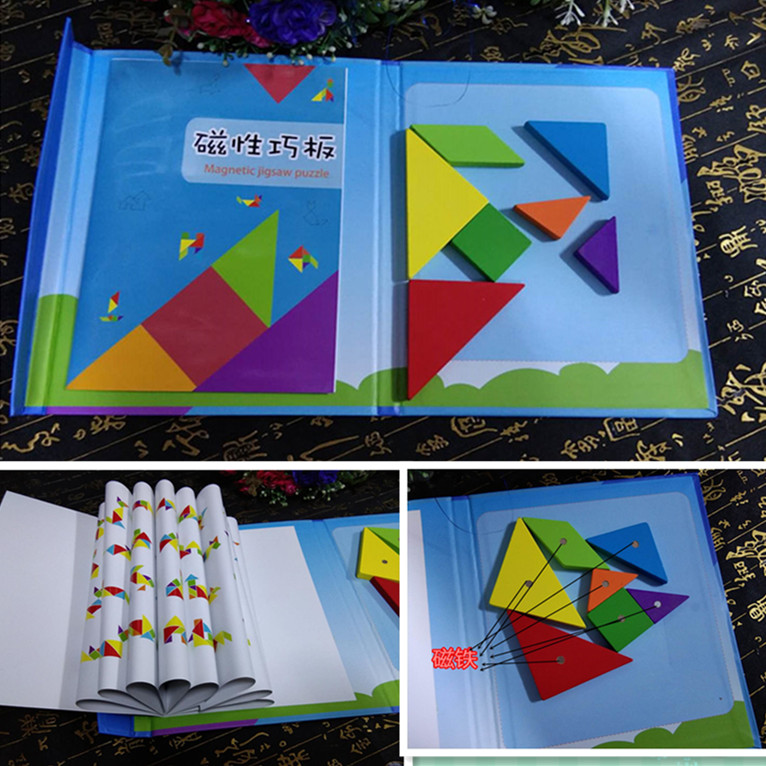 Magnetic Seven-To-Board Puzzle Magnetometric Jigsaw Teachers Teaching Aids Wooden Intellectually Large Drawing Board Teaching Aids