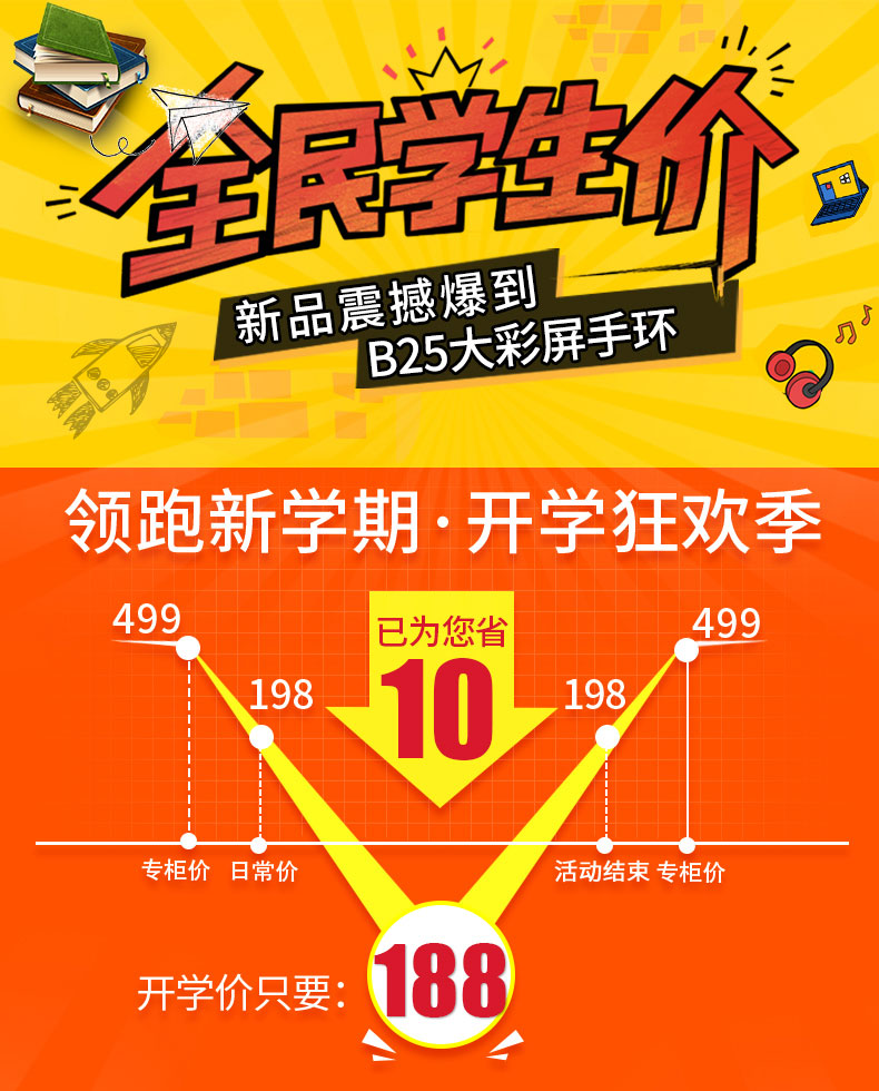 智能手环运动手表测血压心率彩屏防水华为op