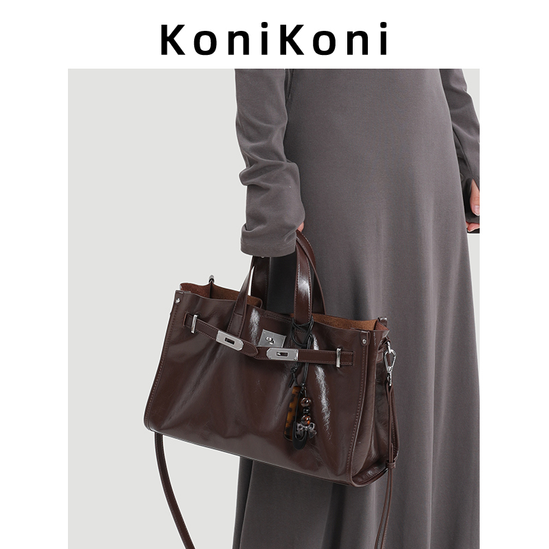Konikoni Original Niche Retro Handbag for Women 2026 New Large-Capacity Commuter Tote Bag Crossbody Bag