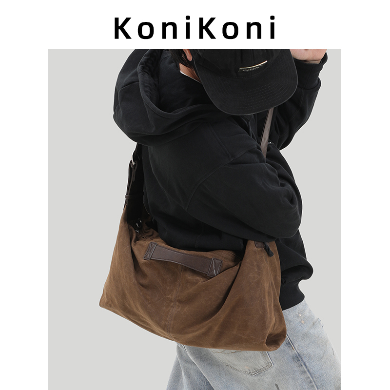 Konikoni Men's Crossbody Bag 2026 New Model Portable Large-Capacity Tote Bag Casual Commuter Shoulder Bag