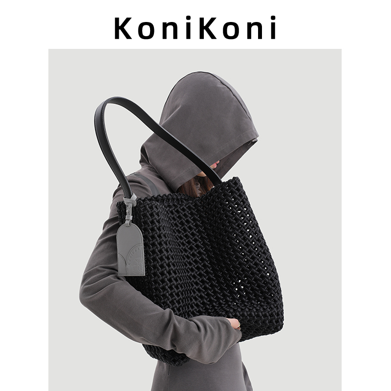 Konikoni Original Hand-Woven Bag for Women 2026 New Bucket Bag Large Capacity Tote Bag Single Shoulder Underarm Bag