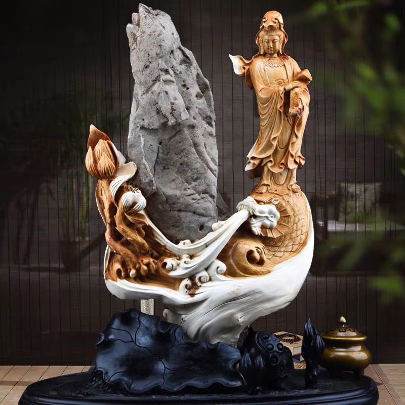 Mumu San natural cliff cypress ornaments gift gift Taihang Mountain root carving Chenhua Guanyin Miller Town House lucky with the type