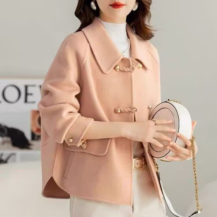 Autumn and Winter Women's New Double-Sided Woolen Coat, Short, Loose, Korean Style, Double-Sided Velvet, Petite, Stylish and Elegant Jacket