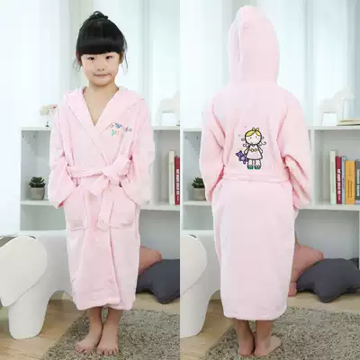 Cotton children's bathrobe towel hooded bathrobe swimming absorbent boys and girls nightgowns Spring, summer, autumn and winter