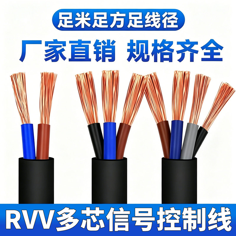 National Standard Rvv Copper Core Power Cable 2 3 4 5 6 7 8 10 Core Control Signal Cable Sheathed Cable Flexible Cable