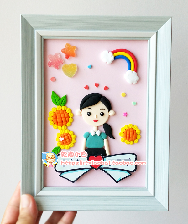 Q version real-life custom doll clay semi-stereoscopic photo frame photo custom birthday gift teacher's day gift